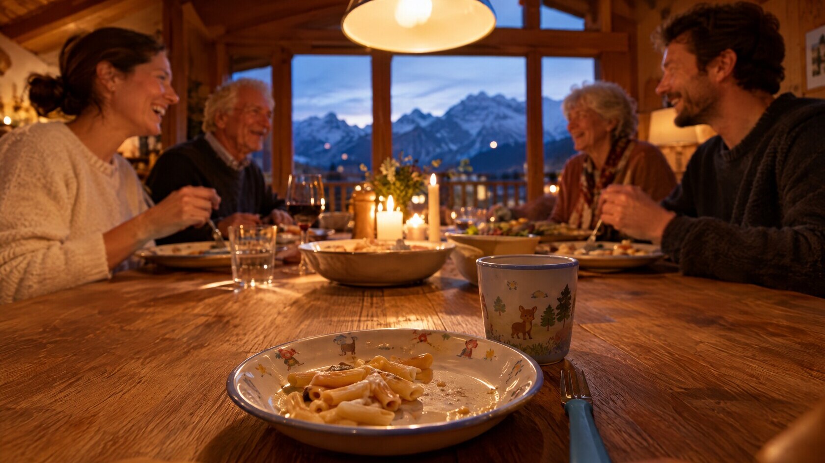 Vue à hauteur d'enfant : le dîner avec les parents et les grands-parents